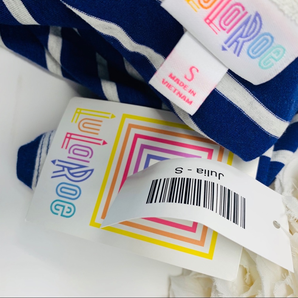 NEW Lularoe Julia blue panel strip dr… - Picture 7 of 7